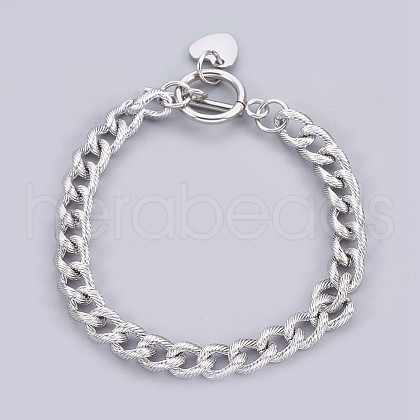 Tarnish Resistant 304 Stainless Steel Curb Chain Bracelets BJEW-P237-06P-1