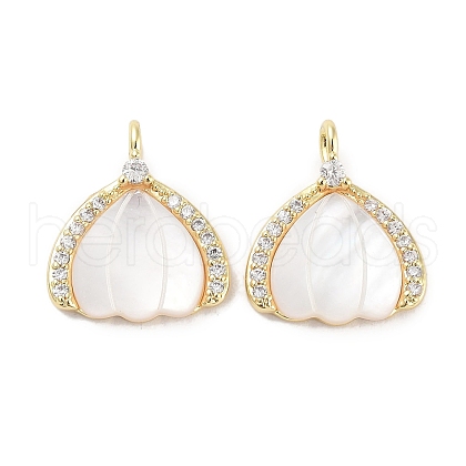 Brass Micro Pave Cubic Zirconia Pendants KK-C051-35G-1