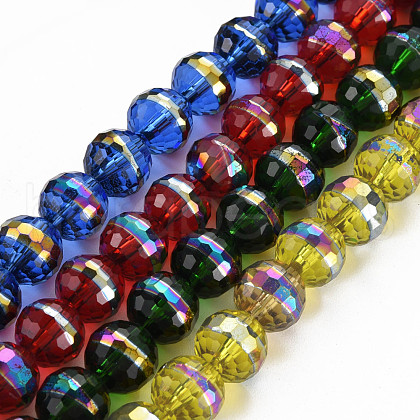 Electroplate Transparent Glass Beads Strands EGLA-N006-031-A-1