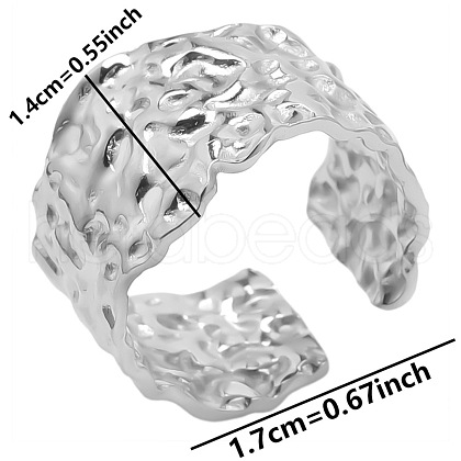 Textured 304 Stainless Steel Open Cuff Ring for Unisex MC1098-1-1