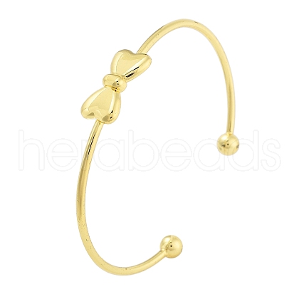 Brass Bowknot Cuff Bangles for Women BJEW-Z072-03G-04-1