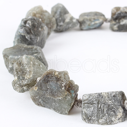 Natural Gemstone Labradorite Rough Nuggets Bead Strands G-E219-03-1