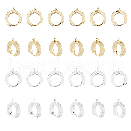 DICOSMETIC 24Pcs 2 Colors 201 Stainless Steel Huggie Hoop Earrings Findings STAS-DC0015-46-1