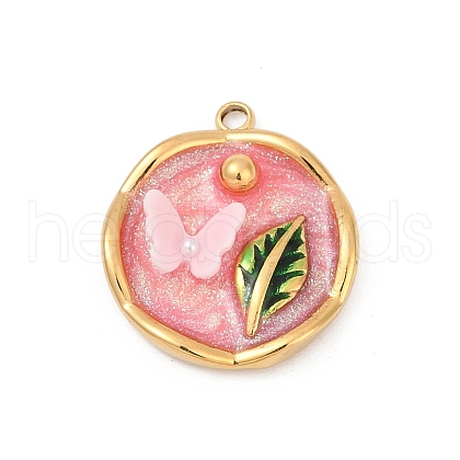 304 Stainless Steel Enamel Pendants STAS-C121-08B-G-1