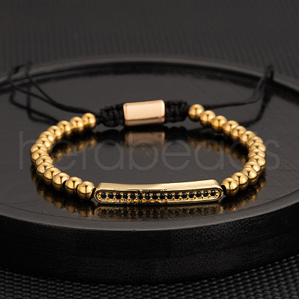 304 Stainless Steel Braided Beads Bracelets WG0F93D-20-1