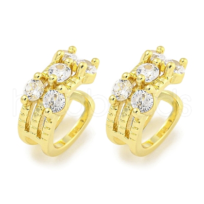 Brass Micro Pave Cubic Zirconia Cuff Earrings EJEW-C104-042G-1