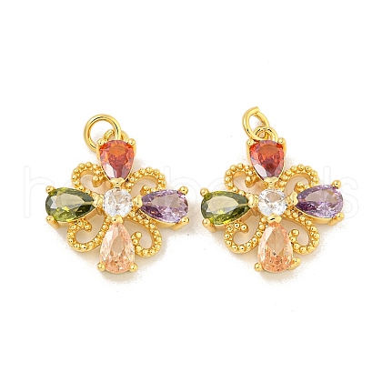 Rack Plating Brass Micro Pave Cubic Zirconia Pendants KK-K341-61G-1