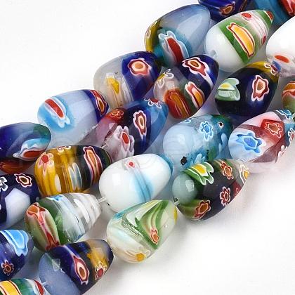 Handmade Millefiori Glass Beads Strands LK06Y-1