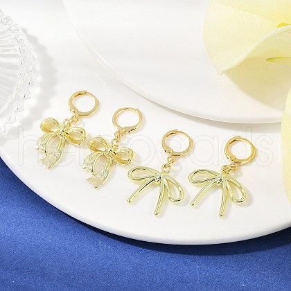 2 Pairs 2 Styles Bowknot Alloy Hoop Earrings EJEW-JE06357-1