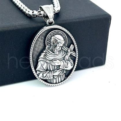 Greek Mythology Punk Stainless Steel Embossed Saint Pendant Religion Necklaces BX5268-1