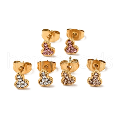 Rhinestone Gourd Stud Earrings with 316 Surgical Stainless Steel Pins EJEW-A081-04G-1