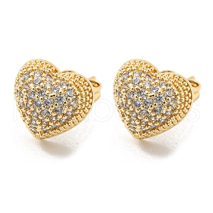 Brass with Clear Cubic Zirconia Stud Earrings EJEW-B035-06KCG-1