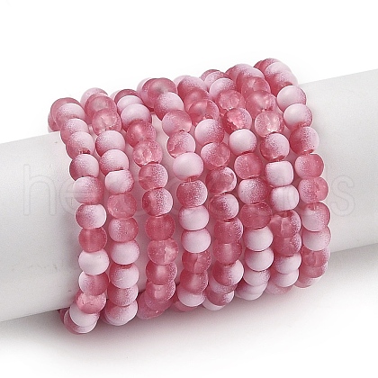 Frosted Crackle Glass Beads Strands GLAA-U001-4mm-M13-1