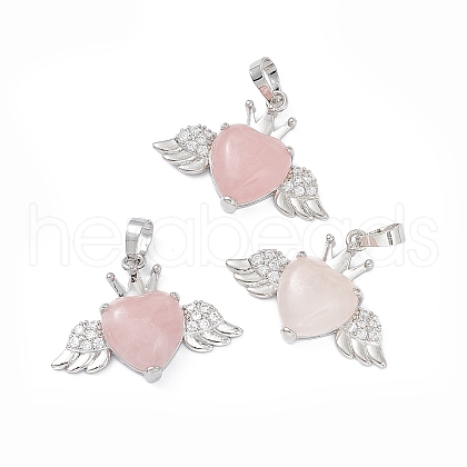 Natural Rose Quartz Pendants G-P492-02P-21-1