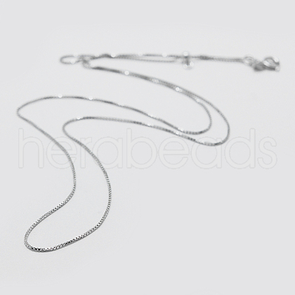 Anti-Tarnish Rhodium Plated 925 Sterling Silver Box Chain Necklaces STER-F039-40cm-13P-1