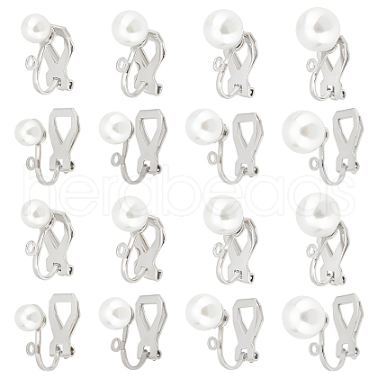 Unicraftale 24Pcs 4 Size 304 Stainless Steel Clip-on Earring Findings with Imitation Pearl Plastic Beaded STAS-UN0054-73-1