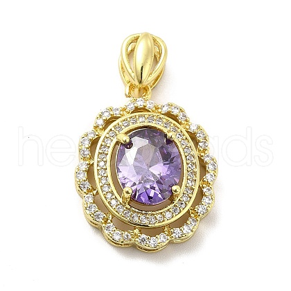 Brass Micro Pave Clear Cubic Zirconia Pendants KK-I695-056G-1