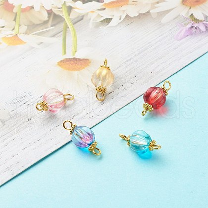 Glass Pumpkin Connector Charms PALLOY-JF00812-30A-1