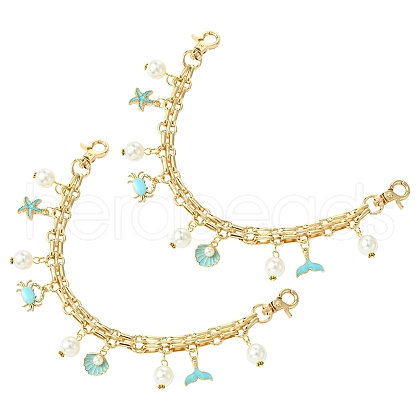 Sea Animal Theme Shell & Crab Iron & Alloy Chain Bag Handles FIND-CJ00005-1