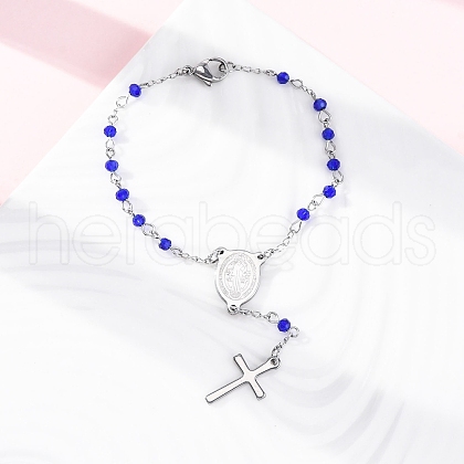 Glass Beads Rosary Bracelets BJEW-A032-04P-03-1