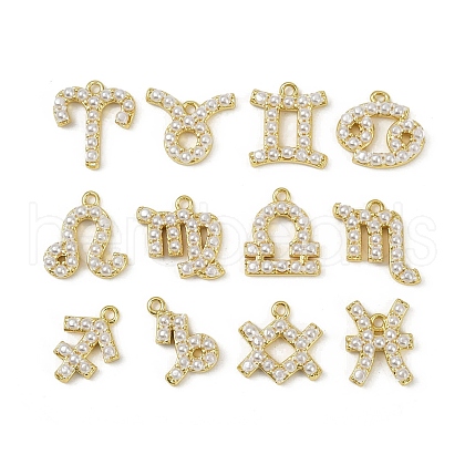 12Pcs 12 Constellations ABS Plastic Imitation Pearl Charms KK-M322-54G-1