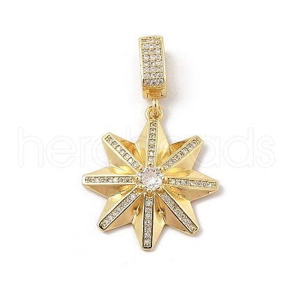 Brass Micro Pave Cubic Zirconia Pendants KK-U047-10G-1