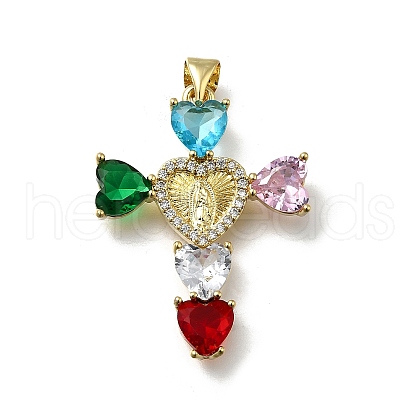 Brass Micro Pave Cubic Zirconia Pendants KK-C090-48G-1