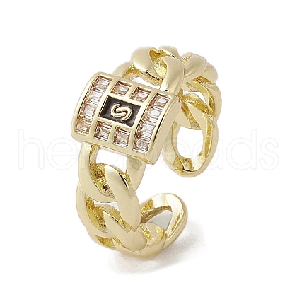 Brass with Cubic Zirconia Adjustable Rings RJEW-K257-61G-1