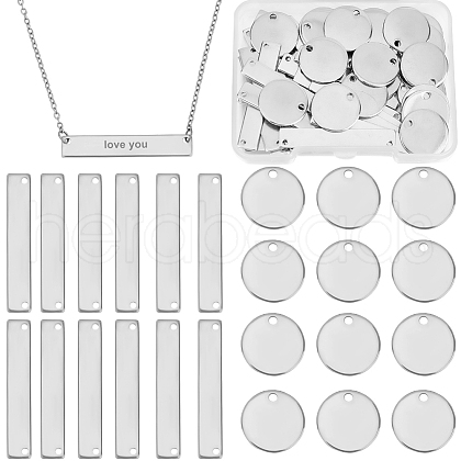 Beebeecraft 48Pcs 2 Styles 304 Stainless Steel Pendants STAS-BBC0005-82P-1