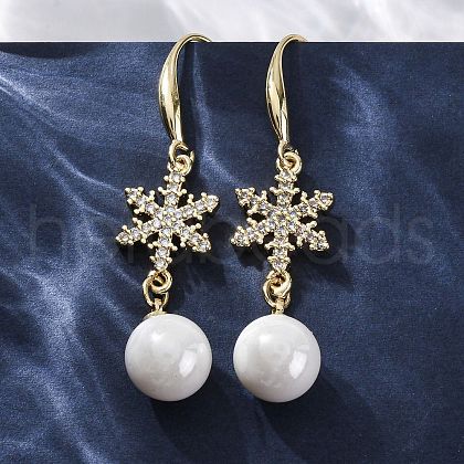 Brass Micro Pave Clear Cubic Zirconia Dangle Earrings EJEW-F362-05G-1
