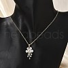 Brass Micro Pave Cubic Clear Zirconia Butterfly Pendant Neckalces for Women NJEW-S448-06G-2