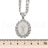 Oval with Virgin Pattern 304 Stainless Steel Pendant Necklaces for Men Women NJEW-K283-22P-3