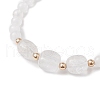 Natural Quartz Crystal Cube & Round Rock Crystal Beaded Stretch Bracelets BJEW-JB10807-01-3