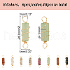 48Pcs 8 Colors Natural Mixed Gemstone Brass Wire Wrapped Column Connector Charms PALLOY-HY00042-2