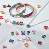Spray Painted Zinc Alloy Slide Charms ALRI-WH0005-13F-4