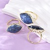 Horse Eye Natural Gemstone Cuff Rings RJEW-M076-04G-2