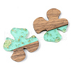 Transparent Resin & Walnut Wood Pendants RESI-S389-052B-B02-2