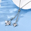 304 Stainless Steel Star Lariat Slider Necklaces NJEW-R026-14P-3