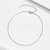 925 Sterling Silver Ball Chain Anklet AJEW-Z029-15P-2