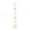 Wire Wrapped Nuggets Natural Quartz & Ring Hanging Ornaments HJEW-JM023403-1