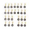 26Pcs Black Flat Round with Letter Alloy Enamel Charms Pendant Decorations HJEW-JM00861-1