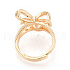 Bowknot Brass Micro Pave Clear Cubic Zirconia Adjustable Ring Settings KK-T076-27G-3