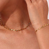 304 Stainless Steel Deep Sky Blue Enamel Flower Link Chain Necklaces for Women FS-WG93F36-01-3