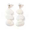 Natural Spiral Shell & Shell Pearl Dangle Stud Earrings EJEW-TA00168-5