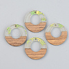 Transparent Resin & Walnut Wood Pendants RESI-S389-036A-D01-1