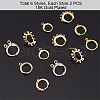   10Pcs 2 Style Brass Huggie Hoop Earring with 2Pcs Ring Stud Earring Findings KK-PH0002-84-6