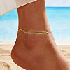 925 Sterling Silver Snake Chain Anklet AJEW-Z029-14G-3