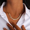 304 Stainless Steel Cable Chain Necklaces with Clear Cubic Zirconia Disc Cluster NJEW-Q050-02G-1