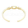 Cubic Zirconia Oval & Fish Open Cuff Bangle BJEW-G651-06G-3