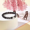 Natural Obsidian & Non-Magnetic Synthetic Hematite Round Beads Energy Stretch Bracelet for Men Women BJEW-JB06968-04-2